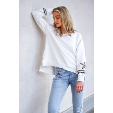 3rd Story Oxford leopard star sleeve sweater - White