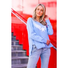 3rd Story Winged Star sweater - periwinkle 