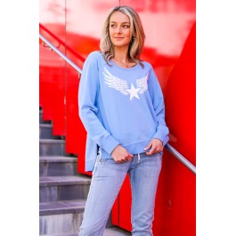3rd Story Winged Star sweater - periwinkle 