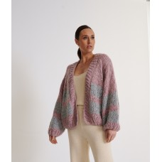 Birds Of A Feather Mabel Chunky Knit Cardigan - Lavender Blush Silver