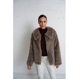 Birds Of A Feather  Leola Faux Fur Knit Jacket - Mushroom