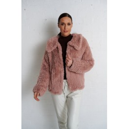 Birds Of A Feather  Leola Faux Fur Knit Jacket - Rose