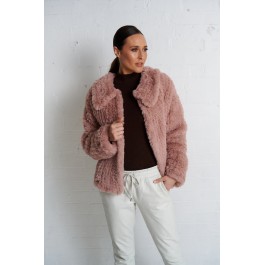 Birds Of A Feather  Leola Faux Fur Knit Jacket - Rose