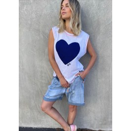 Hammill & Co Summer  tank  - white/blue heart
