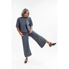 EVASSUNDAY  - Loretta Top - Navy pinstripe 