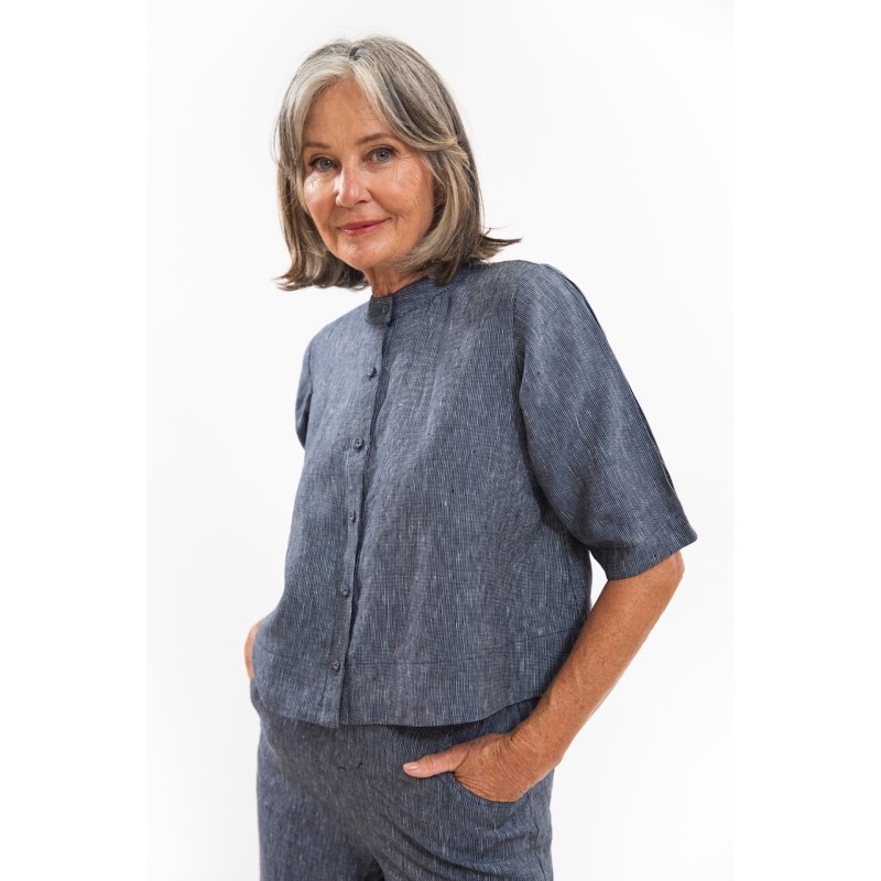 EVASSUNDAY - Loretta Top - Navy pinstripe EVASSUNDAY - Loretta Top - Navy pinstripe