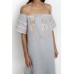 Greek Archaic Kori Long Feather Strapless Dress - light grey and pink