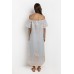 Greek Archaic Kori Long Feather Strapless Dress - light grey and pink