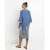 Greek Archaic Kori Feather Chevron Dress - Indigo and Gold