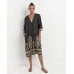 Greek Archaic Kori Feather Chevron Dress - Natural/ black