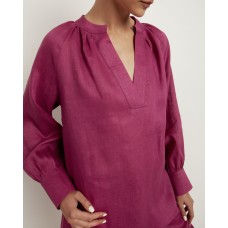 Greek Archaic Kori  - magenta linen  blouse
