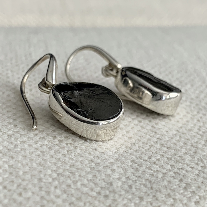 Sterling Silver Shungite Stone Earrings Sterling Silver Shungite Stone Earrings