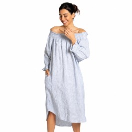 La Luna Lifestyle - linen Sardinia stripe smock dress