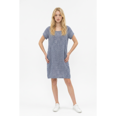 Linseed Designs Molly Dress navy blue and white micro check Linseed Designs Molly Dress navy blue and white micro check