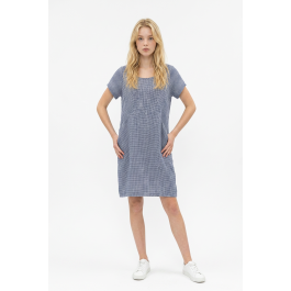Linseed Designs Molly Dress navy blue and white micro check