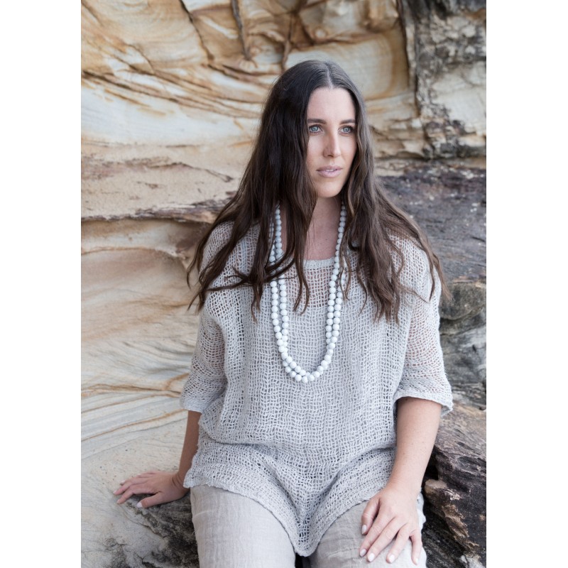 Beaded necklace white - sustainable jewellery Beaded necklace white - sustainable jewellery