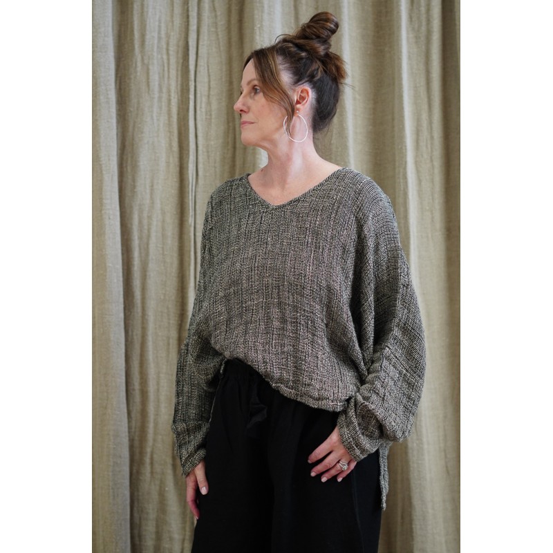 Rustic Linen - Franka sleeve top Rustic Linen - Franka sleeve top