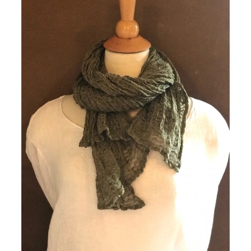 Linseed Designs - Khaki - hand loomed linen gauze scarf Linseed Designs - Khaki - hand loomed linen gauze scarf