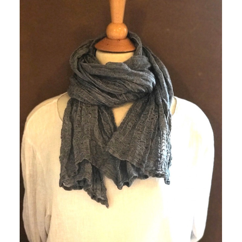 Linseed Designs - Grey - hand loomed linen gauze scarf Linseed Designs - Grey - hand loomed linen gauze scarf