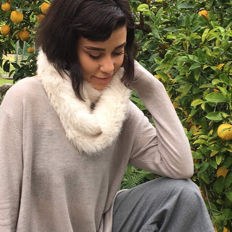 Rabbit Fur Snood/Scarf - Cream Rabbit Fur Snood/Scarf - Cream