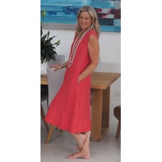 Linseed Designs linen Victoria dress - Deep watermelon