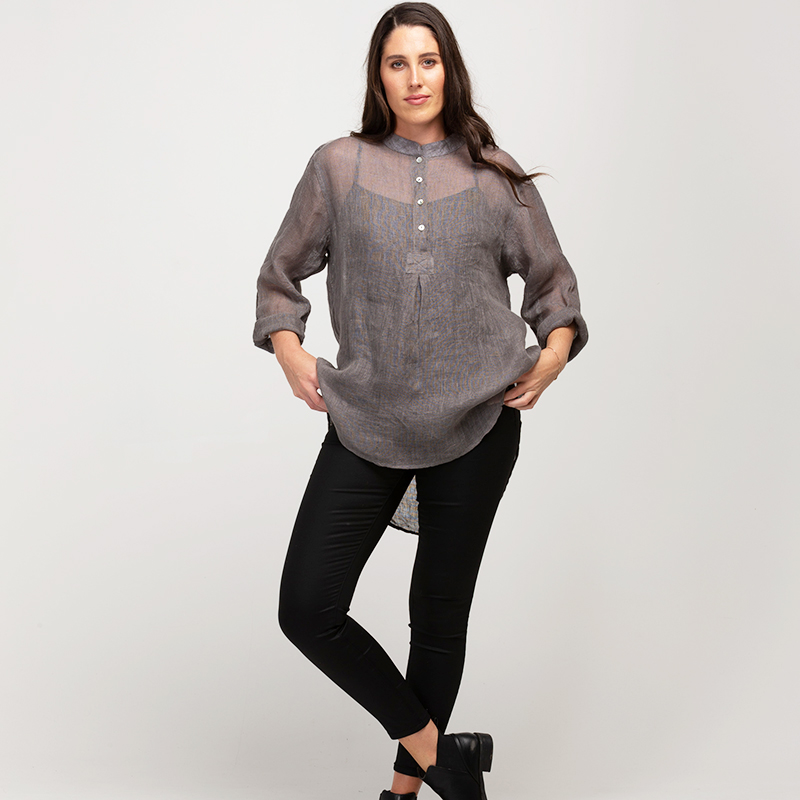 Frankie Linen gauze shirt - pewter Frankie Linen gauze shirt - pewter