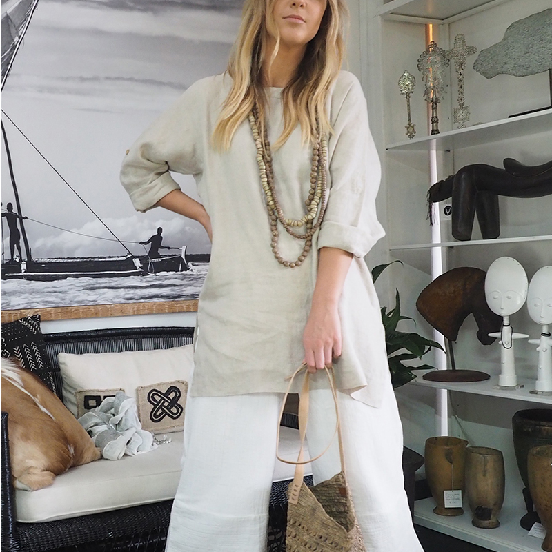 Linseed Linen Tunic Top STONE Linseed Linen Tunic Top STONE