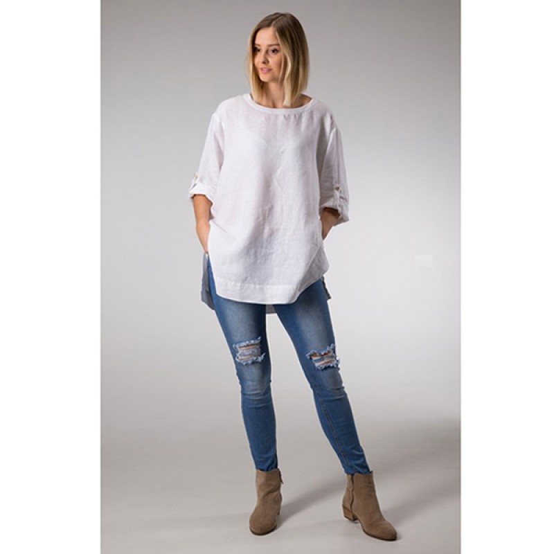 Linseed Designs Linen Tunic Top - WHITE Linseed Designs Linen Tunic Top - WHITE
